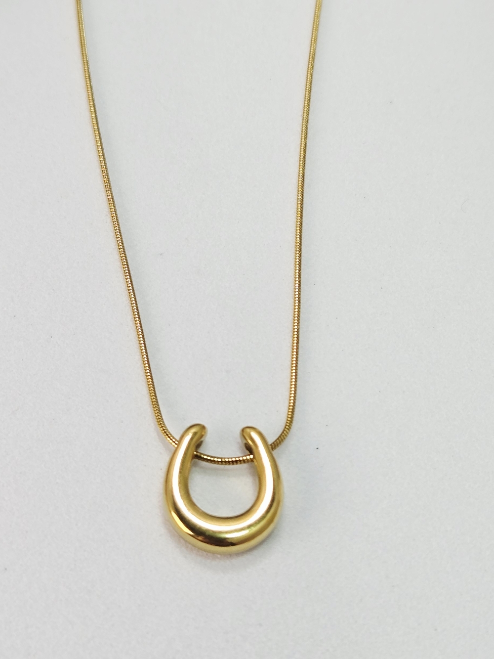 Equestrian Horseshoe Necklace Gold Snake Chain Stainless Steel Lady Horse Rider